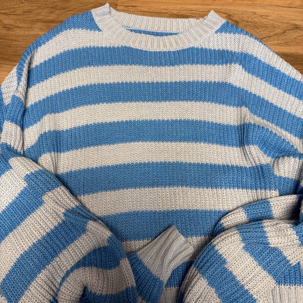 Blue and White Striped Sweater